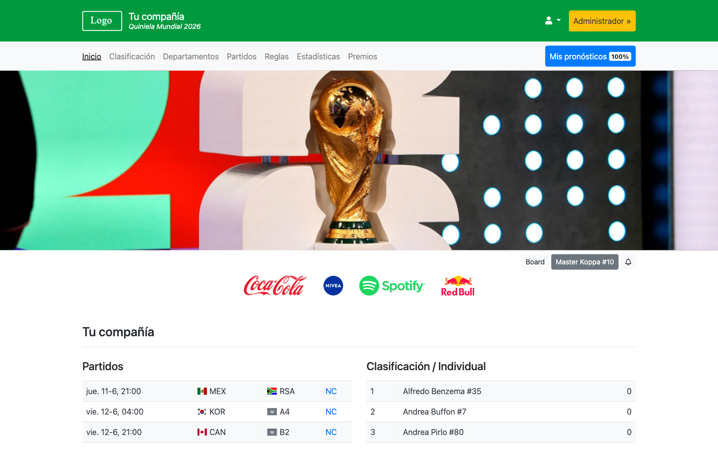 Quiniela Mundial 2026 - Copa Mundial 2026