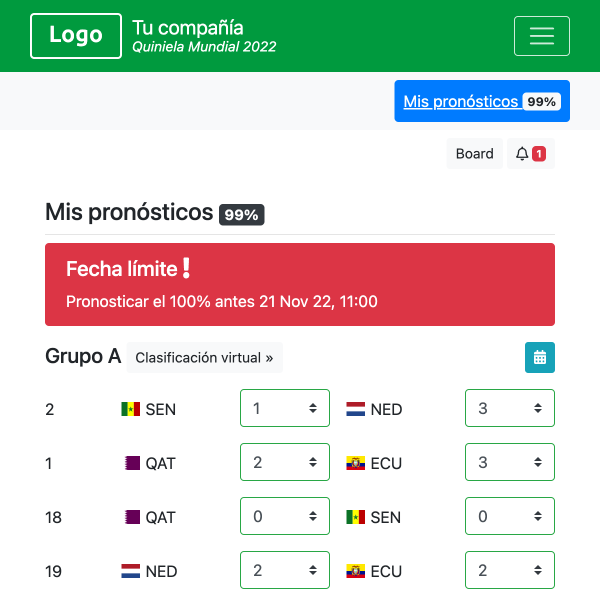 Formato de la quiniela - Copa Mundial 2026