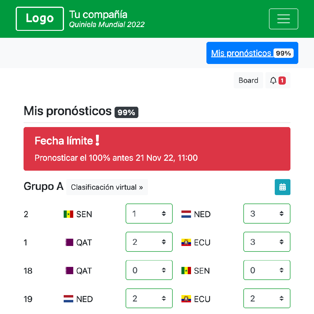 Formato de la quiniela - Copa Mundial 2026